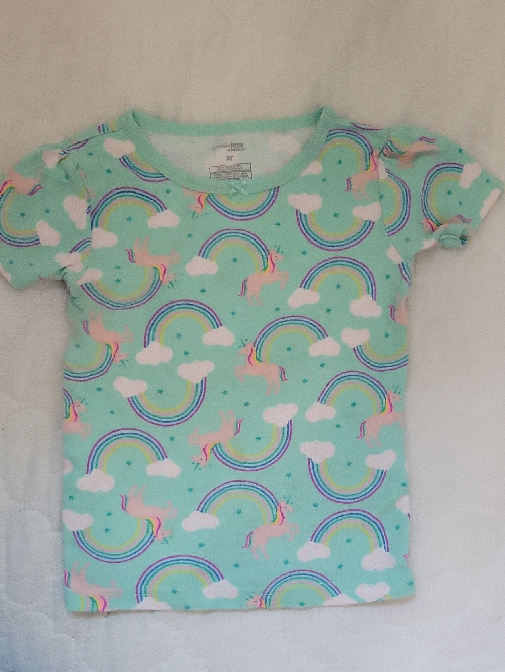 Girls' Mint Unicorn Rainbow Short Sleeve Tee